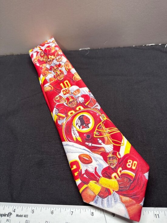 Ralph Marlin Other - Ralph Marlin Washington Block and Play Football Tie 1990 Vintage Red Yellow Fan